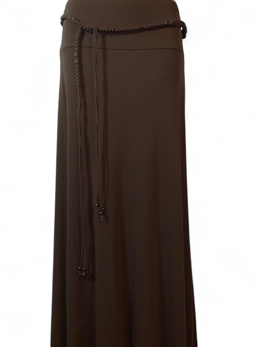 Nine West Dark Brown Midi Skirt with Braided Waist Tie